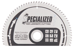 Pjovimo diskas laminatui Makita 260mm kaina ir informacija | Mechaniniai įrankiai | pigu.lt