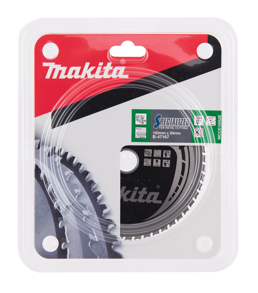 T.C.T. pjūklas Specialized 150X1.4X20mm -15° T52 B-47167 Makita цена и информация | Mechaniniai įrankiai | pigu.lt