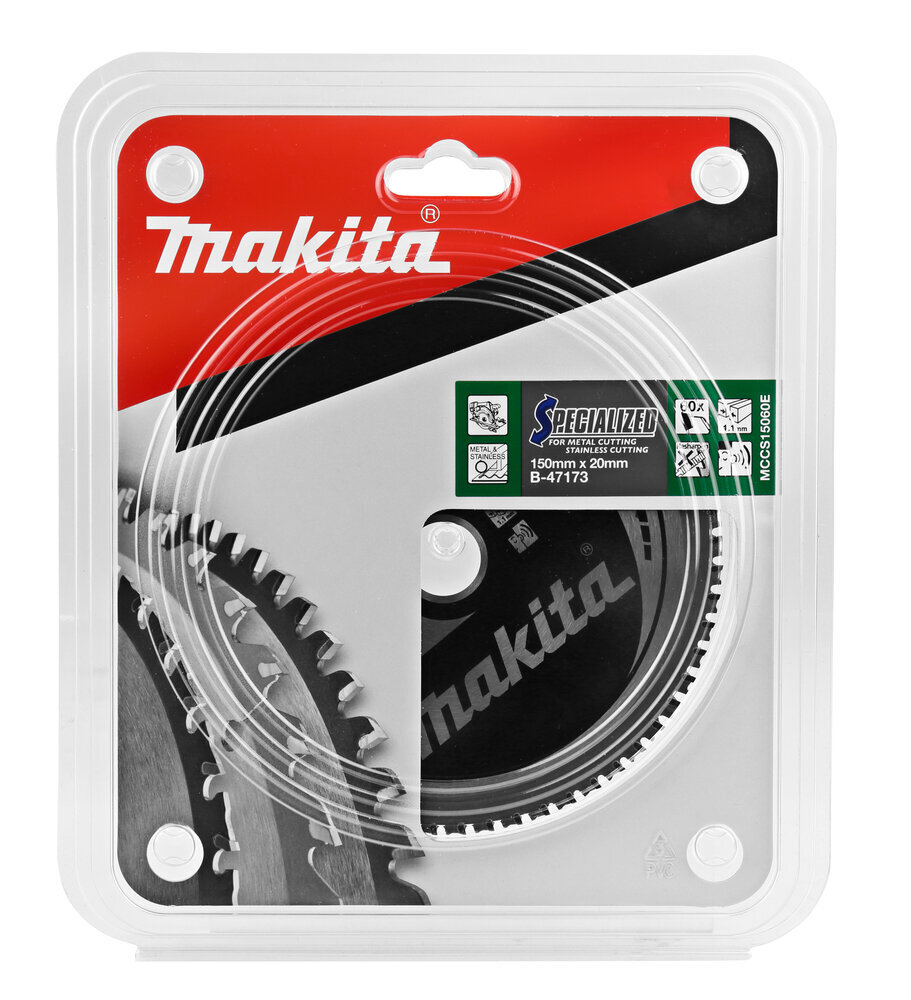 T.C.T. pjūklas Specialized 150X1.1X20mm 0° T60 B-47173 Makita kaina ir informacija | Mechaniniai įrankiai | pigu.lt