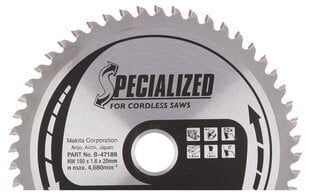 T.C.T. pjūklas Specialized 150X1.6X20mm 0° T52 B-47189 Makita kaina ir informacija | Mechaniniai įrankiai | pigu.lt