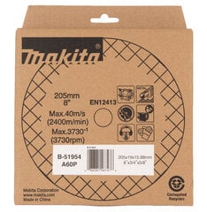 Круг шлифовальный Makita B-51954, 205x19x15.88 мм A60P  цена и информация | Механические инструменты | pigu.lt