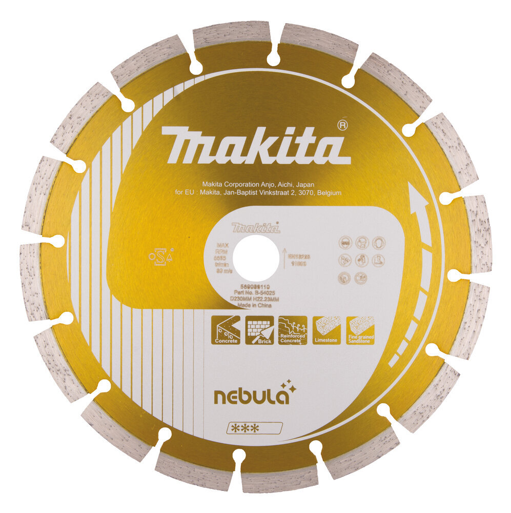 Deimantinis diskas 230mm Nebula B-54025 Makita kaina ir informacija | Mechaniniai įrankiai | pigu.lt