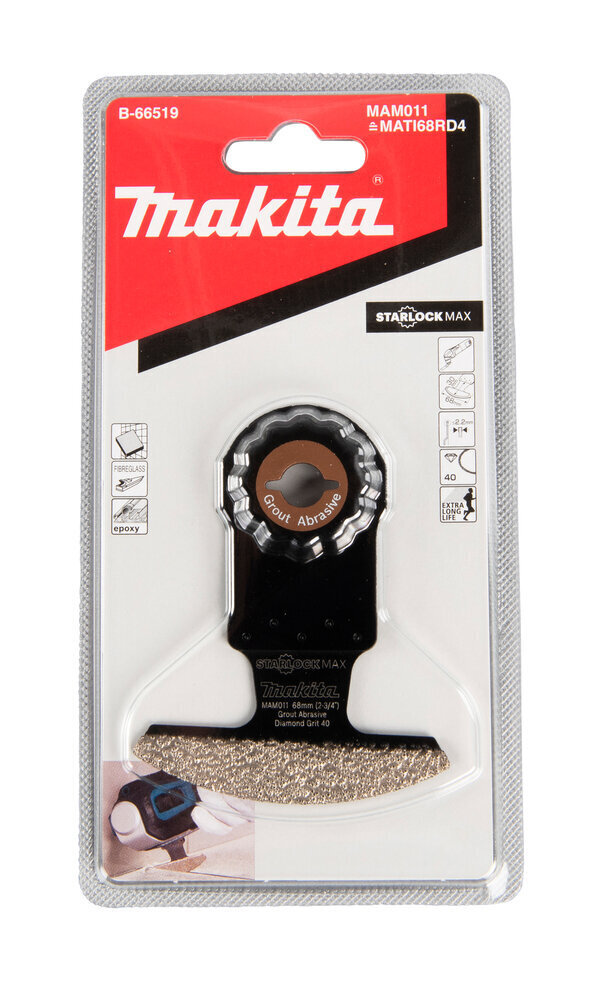 Segmentiniai apvalūs ašmenys Multitool 68mm MAM011, Diamond, Starlock MAX, Minkštoms medžiagoms, FRP pluoštui B-66519 Makita kaina ir informacija | Mechaniniai įrankiai | pigu.lt