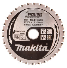 T.C.T. pjūklas Efficut Metal 136X1.1X20mm 0° T30 B-69266 Makita kaina ir informacija | Mechaniniai įrankiai | pigu.lt