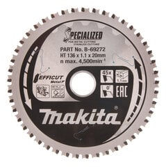 T.C.T. pjūklas Efficut Metal 136X1.1X20mm 0° T45 B-69272 Makita kaina ir informacija | Mechaniniai įrankiai | pigu.lt