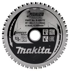 Пильный диск B-69272 TCT EFFICUT METAL 136X1.1X20mm 0 ° T45 Makita цена и информация | Механические инструменты | pigu.lt