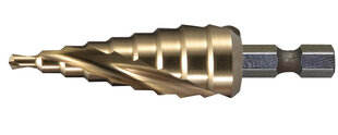 Ступенчатое сверло для листов (спиральное) TIN 4-12 мм, D-40179, длина 65/45 мм, Makita цена и информация | Механические инструменты | pigu.lt