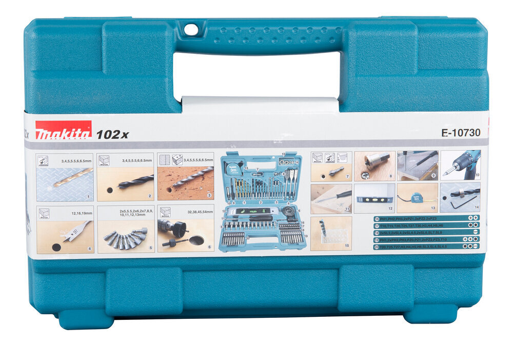 E-10730 SUKIMO ANTGALIŲ KOMPLEKTAS 102 VNT. Makita цена и информация | Mechaniniai įrankiai | pigu.lt