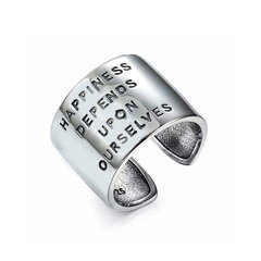 Reguliuojamas sidabrinis žiedas su užrašu R0223 цена и информация | Кольца | pigu.lt