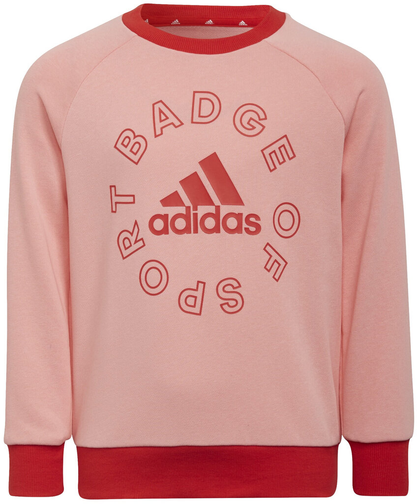 Adidas sportinis kostiumas mergaitėms Lk Logo Jog Set Red Pink H65799 H65799/128 цена и информация | Kelnės mergaitėms | pigu.lt