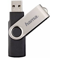 USB laikmena Hama Rotate, USB 2.0, 32 GB, juoda/sidabrinė kaina ir informacija | Hama Duomenų laikmenos | pigu.lt