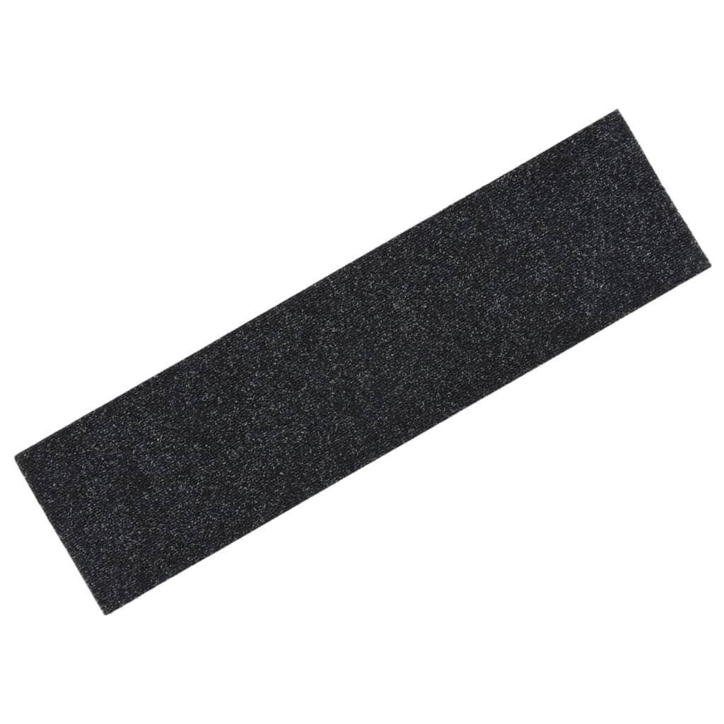 Lipnūs laiptų kilimėliai, 76x20 cm, 15 vnt, juodi kaina ir informacija | Kilimai | pigu.lt