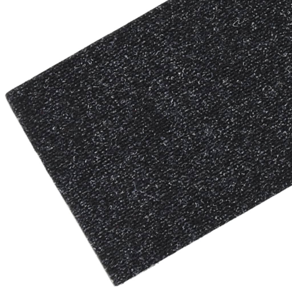 Lipnūs laiptų kilimėliai, 76x20 cm, 15 vnt, juodi kaina ir informacija | Kilimai | pigu.lt
