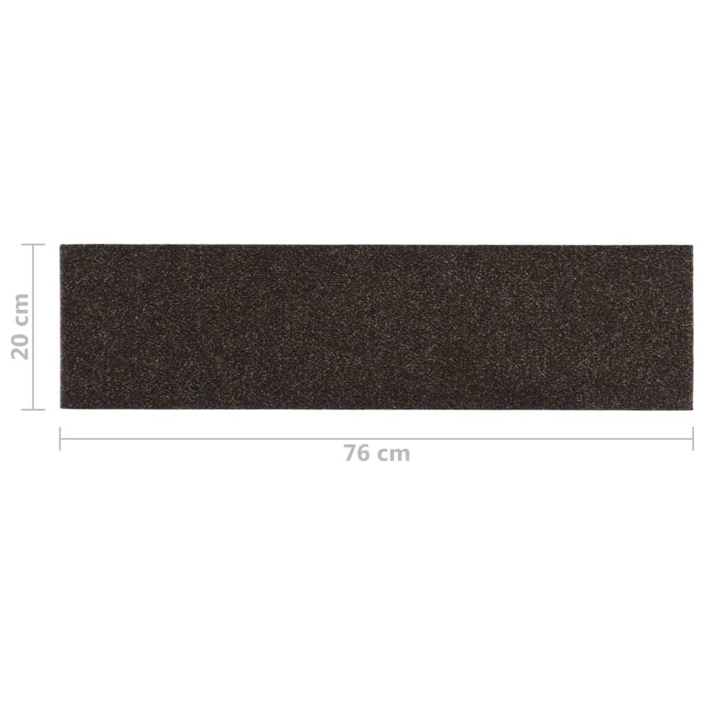 vidaXL Lipnūs laiptų kilimėliai, 15vnt., tamsiai rudi, 76x20cm kaina ir informacija | Kilimai | pigu.lt