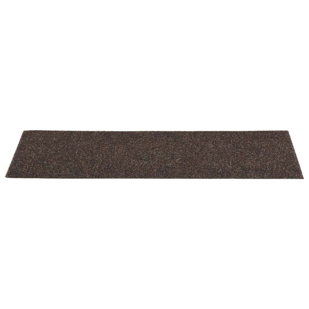 vidaXL Lipnūs laiptų kilimėliai, 15vnt., tamsiai rudi, 76x20cm kaina ir informacija | Kilimai | pigu.lt