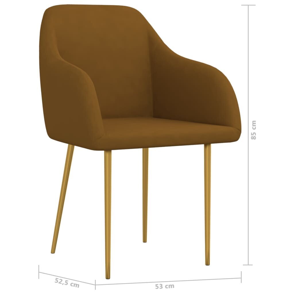 VidaXL Valgomojo kėdės, 2vnt., rudos spalvos, aksomas kaina ir informacija | Virtuvės ir valgomojo kėdės | pigu.lt
