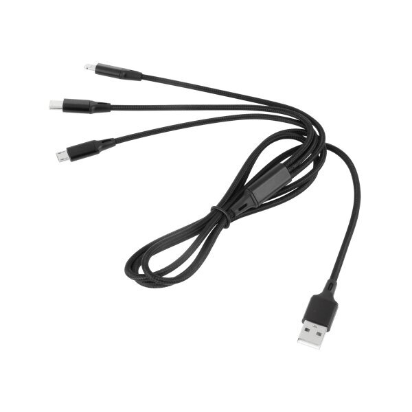 USB 3in1 microUSB laidas, USB tipas C, Lightning 100 cm kaina ir informacija | Kabeliai ir laidai | pigu.lt