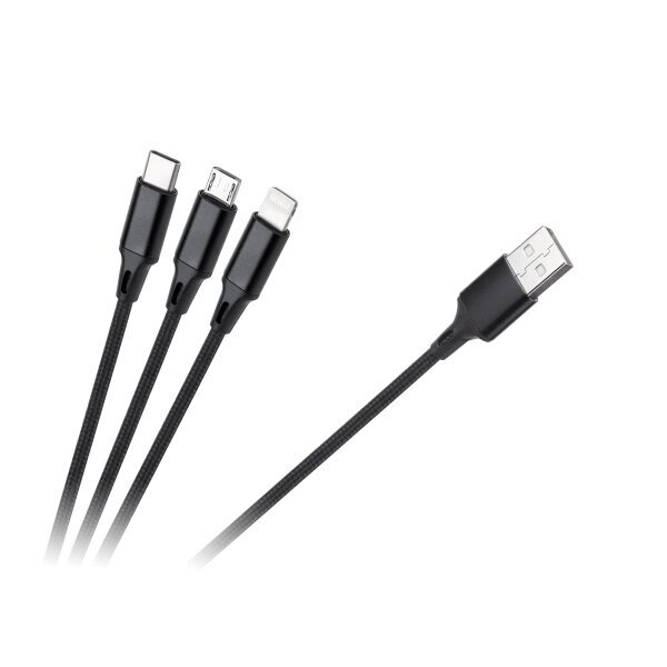 USB 3in1 microUSB laidas, USB tipas C, Lightning 100 cm kaina ir informacija | Kabeliai ir laidai | pigu.lt