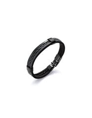 Troli Черный кожаный браслет для мужчин Leather VPH1310 цена и информация | Мужские украшения | pigu.lt