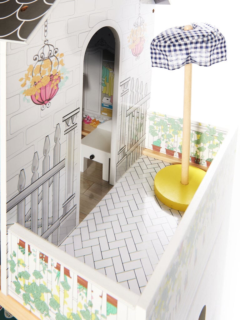 Medinis lėlių namas su baldais 122 cm kaina ir informacija | Žaislai mergaitėms | pigu.lt
