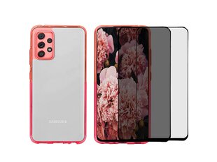 Жесткий чехол Full protection set ColorFul hard case + 2 защитное стекло (5D/ Privacy) для Samsung Galaxy A52/A52 5G/A52s 5G, розовый/ светло-розовый цена и информация | Чехлы для телефонов | pigu.lt