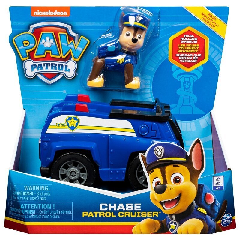 Automobilis Paw Patrol Chase Patrol Cruiser - automobilis su Chase kolekcine figūra kaina ir informacija | Žaislai berniukams | pigu.lt