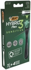 Бритвы BIC Hybrid Flex 3 Sensitive, 1+4 шт. цена и информация | Косметика и средства для бритья | pigu.lt