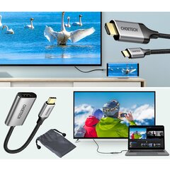 Choetech kit adapter HUB USB Type C - HDMI 2.0 (3840 x 2160 @ 60Hz) gray (HUB-H12) + USB cable Type C - HDMI (3840 x 2160 @ 60Hz) 2m gray (CH0021) цена и информация | Choetech Мобильные телефоны, Фото и Видео | pigu.lt