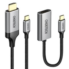 Choetech kit adapter HUB USB Type C - HDMI 2.0 (3840 x 2160 @ 60Hz) gray (HUB-H12) + USB cable Type C - HDMI (3840 x 2160 @ 60Hz) 2m gray (CH0021) цена и информация | Choetech Мобильные телефоны, Фото и Видео | pigu.lt