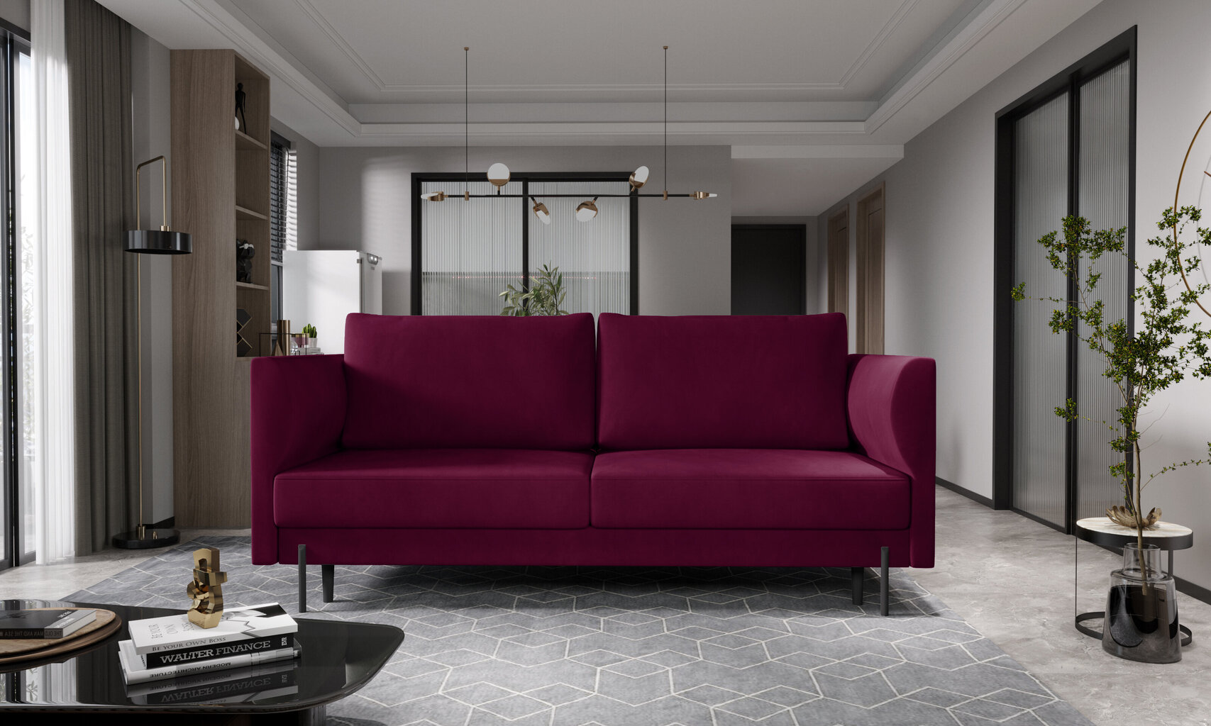 Sofa NORE Revi, Velvetmat, raudona kaina ir informacija | Sofos | pigu.lt