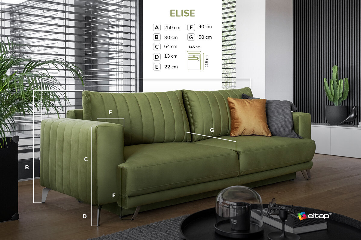 Sofa NORE Elise, Softis, juoda kaina ir informacija | Sofos | pigu.lt