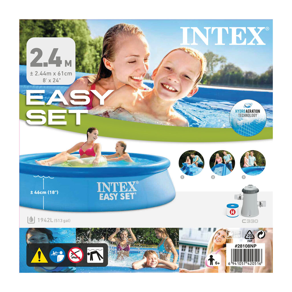 Baseinas Intex Easy Set 244x61 cm, su filtru цена и информация | Baseinai | pigu.lt