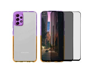 Жесткий чехол Full protection set ColorFul hard case + 2 защитное стекло (5D/ Privacy) для Samsung Galaxy S20 FE, фиолетовый / желтый цена и информация | Чехлы для телефонов | pigu.lt