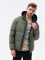 Куртка мужская зимняя стеганая Ombre C533 оливковая цена и информация | Мужские куртки | pigu.lt
