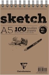 Albumas eskizams su spirale Clairefontaine Sketch, A5, 90 g/m2, 100 l. цена и информация | Тетради и бумажные товары | pigu.lt