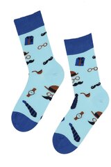Medvilninės kojinės GENTLEMAN, mėlynos spalvos su džentelmeno aksesuarų raštu kaina ir informacija | Vyriškos kojinės | pigu.lt
