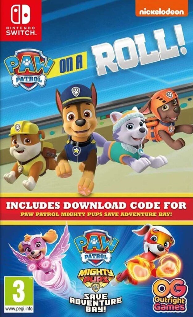 SWITCH Nickelodeon PAW Patrol: On a Roll! (incl. Mighty Pups Download Code) kaina ir informacija | Kompiuteriniai žaidimai | pigu.lt