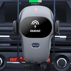 Dudao car holder with built-in Qi wireless charger 15W gray (F20xs) цена и информация | Держатели для телефонов | pigu.lt