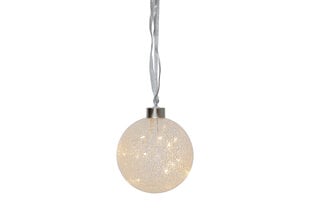Декоративный стеклянный шар, светящийся снег 10 см, 15 светодиодных лампочек, питание от батареек, IP20 цена и информация | Рождественское украшение CA1031, 10 см | pigu.lt