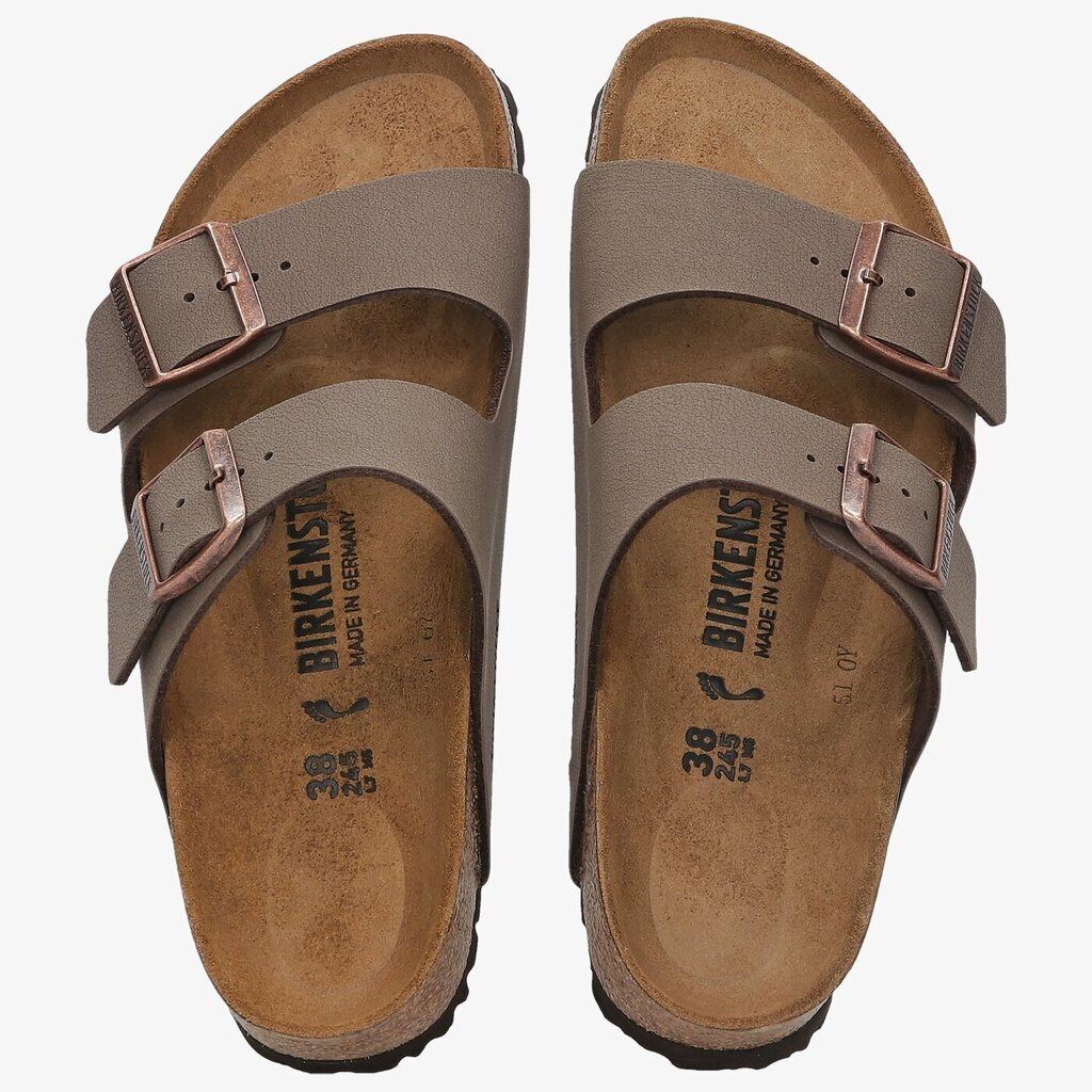 Šlepetės Birkenstock Arizona Birko-Flor Nubuck MoccaNarrow Fit kaina ir informacija | Šlepetės moterims | pigu.lt