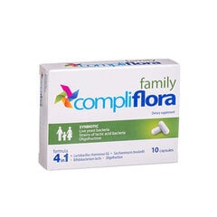 COMPLI FLORA FAMILY +, порошок, 10 пакетиков цена и информация | Витамины, пищевые добавки, препараты для хорошего самочувствия | pigu.lt