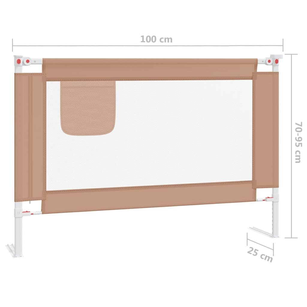 Apsauginis turėklas vaiko lovai, taupe, 100x25cm, audinys kaina ir informacija | Saugos varteliai, apsaugos | pigu.lt