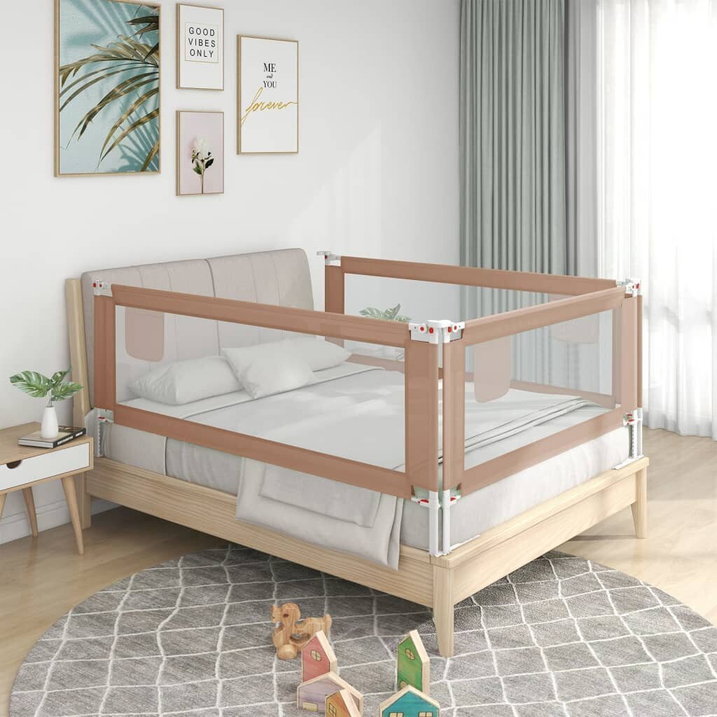 Apsauginis turėklas vaiko lovai, taupe, 100x25cm, audinys цена и информация | Saugos varteliai, apsaugos | pigu.lt