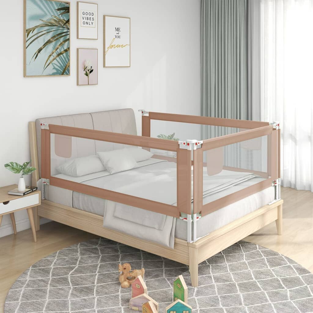 Apsauginis turėklas vaiko lovai, taupe, 180x25cm, audinys цена и информация | Saugos varteliai, apsaugos | pigu.lt
