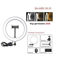 Светодиодная кольцевая лампа с контроллером, 26 см цена и информация | Осветительное оборудование для фотосъемки | pigu.lt