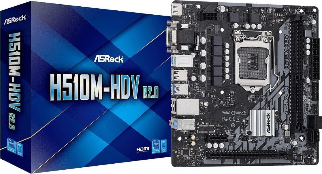 ASRock H510M-HDV R2.0 kaina ir informacija | Pagrindinės plokštės | pigu.lt