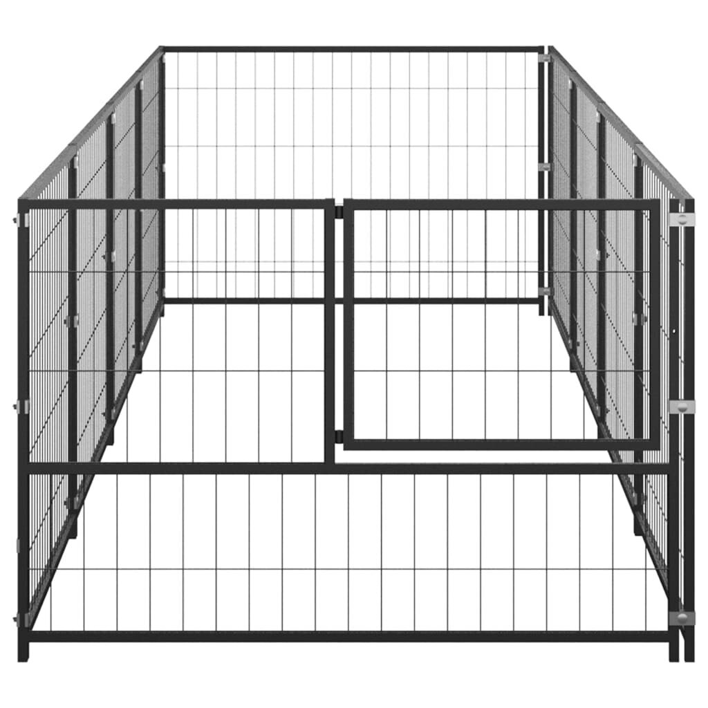 vidaXL Voljeras šunims, juodos spalvos, 4m², plienas цена и информация | Guoliai, pagalvėlės | pigu.lt