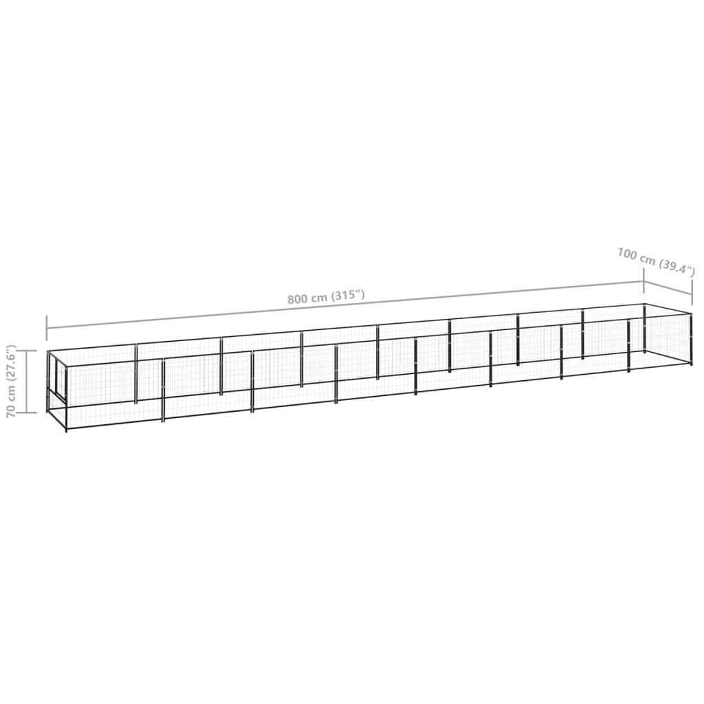 vidaXL Voljeras šunims, juodos spalvos, 8m², plienas цена и информация | Guoliai, pagalvėlės | pigu.lt