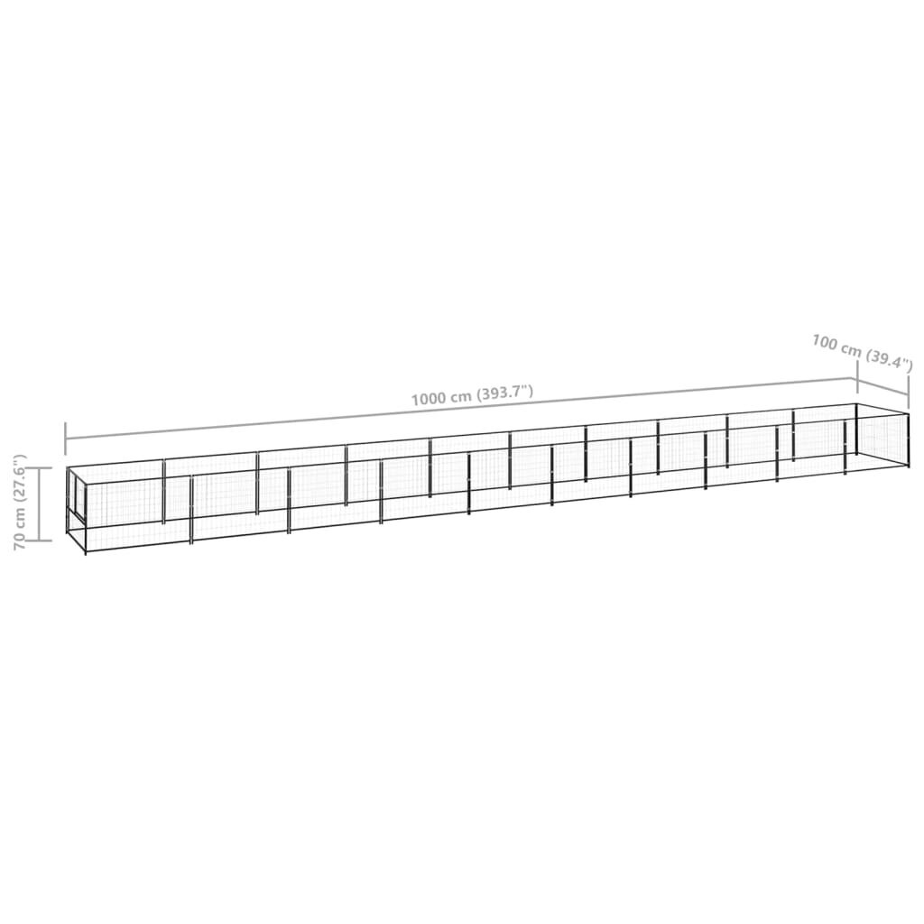 vidaXL Voljeras šunims, juodos spalvos, 10m², plienas kaina ir informacija | Guoliai, pagalvėlės | pigu.lt