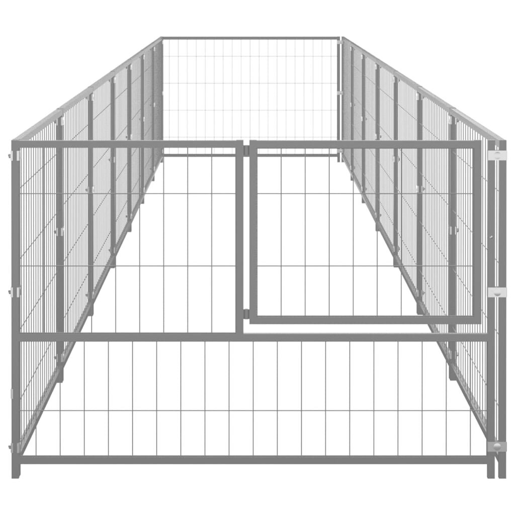 vidaXL Voljeras šunims, sidabrinės spalvos, 7m², plienas kaina ir informacija | Guoliai, pagalvėlės | pigu.lt